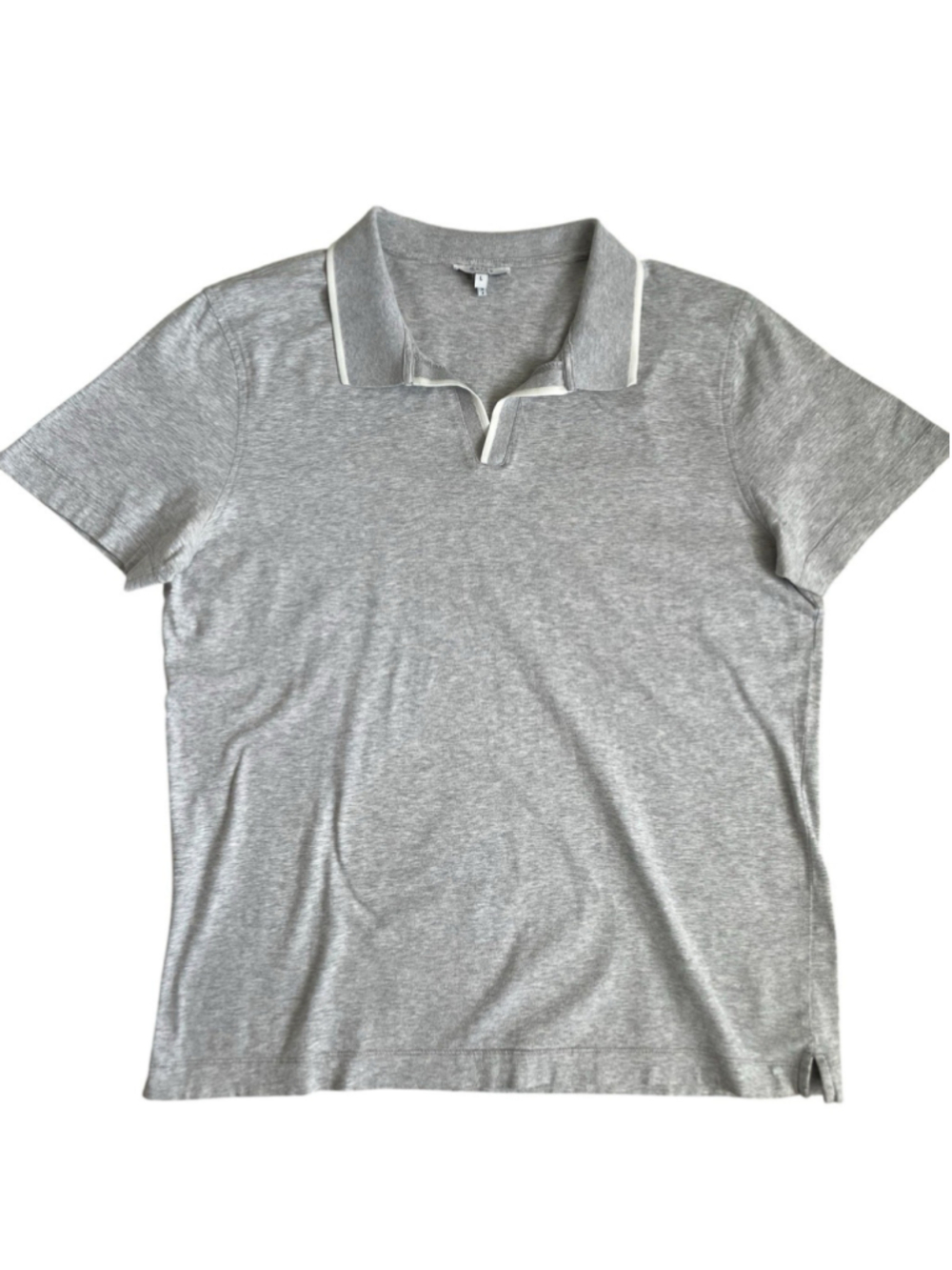 Reiss Open Collar Polo Shirt Mens Large Gray Knit V Neck